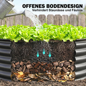Hochbeet verzinkt mit offenem Boden für Garten Metall dunkelgrau