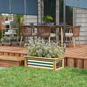 Hochbeet wetterfest mit Metall & Holzrahmen 90x45x30cm Natur
