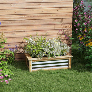 Hochbeet wetterfest mit Metall & Holzrahmen 90x45x30cm Natur