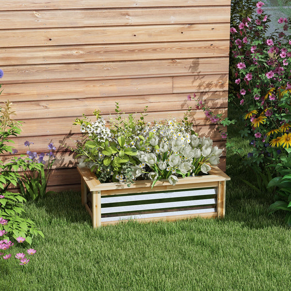 Hochbeet wetterfest mit Metall & Holzrahmen 90x45x30cm Natur