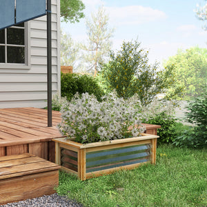 Hochbeet wetterfest mit Metall & Holzrahmen 90x45x30cm Natur
