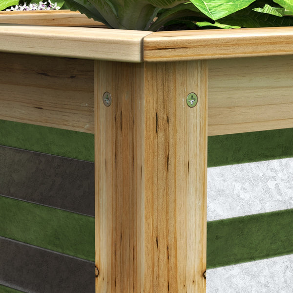 Hochbeet wetterfest mit Metall & Holzrahmen 90x45x30cm Natur
