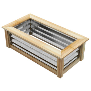 Hochbeet wetterfest mit Metall & Holzrahmen 90x45x30cm Natur