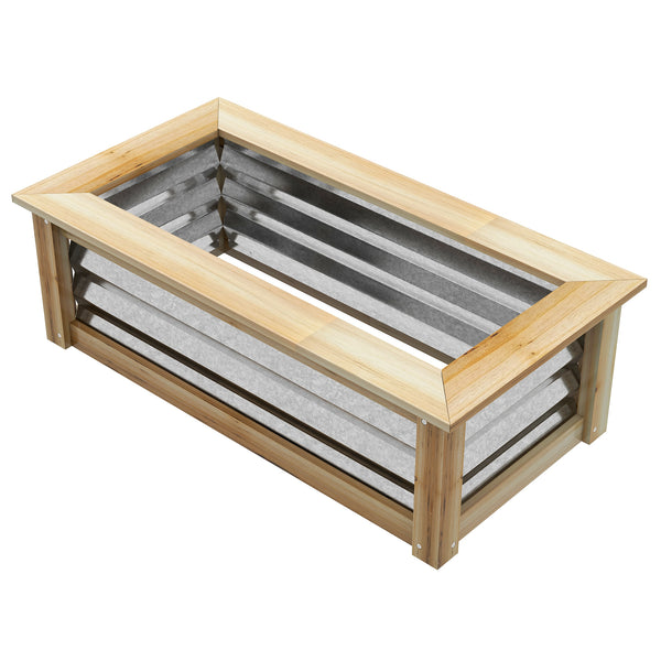Hochbeet wetterfest mit Metall & Holzrahmen 90x45x30cm Natur