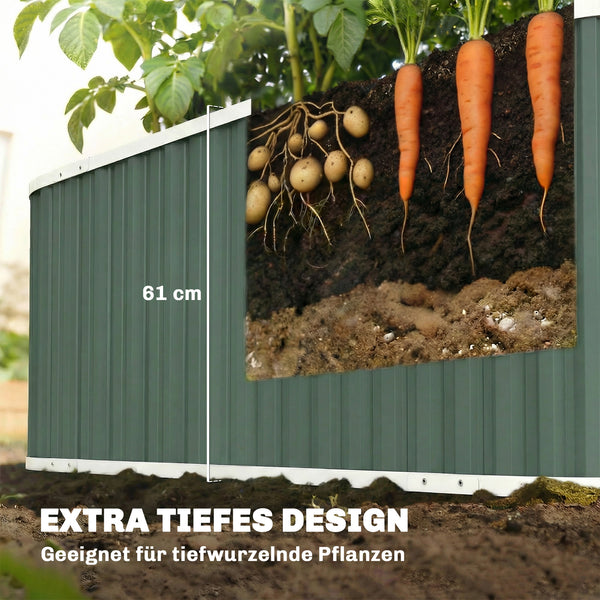 Hochbeet für Garten mit offenem Boden und Zubehör Metall