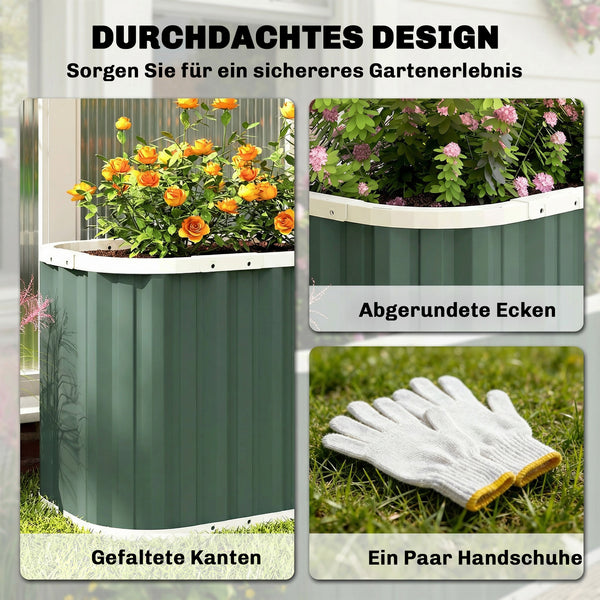 Hochbeet für Garten mit offenem Boden und Zubehör Metall