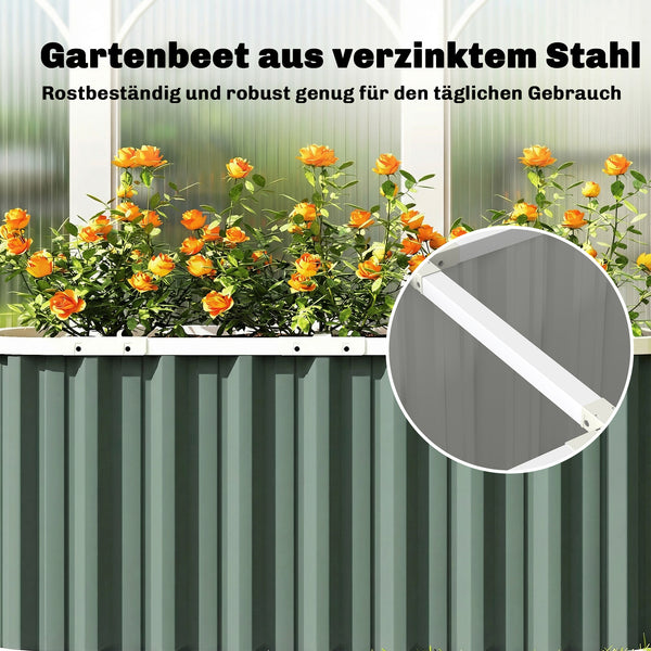 Hochbeet für Garten mit offenem Boden und Zubehör Metall