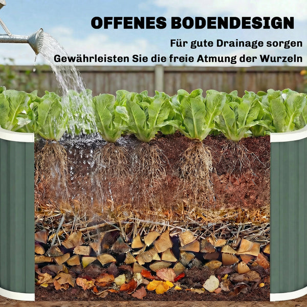 Hochbeet für Garten mit offenem Boden und Zubehör Metall