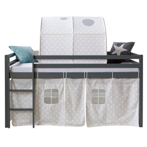 Hochbett Kinderbett 90x200cm aus Holz Grau-Weiss