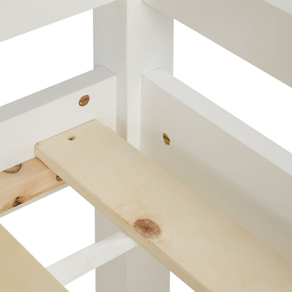 Hochbett Kinderbett 90x200cm aus Holz Weiss