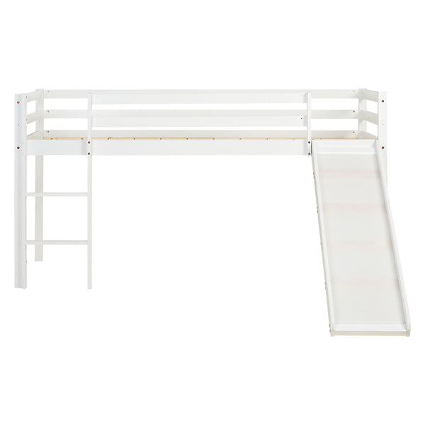 Hochbett Kinderbett 90x200cm aus Holz Weiss