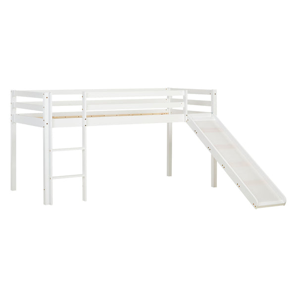 Hochbett Kinderbett 90x200cm aus Holz Weiss