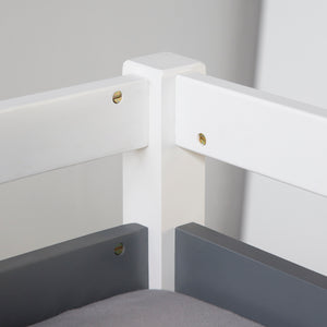 Hochbett Kinderbett 90x200cm aus Holz Weiss-Grau