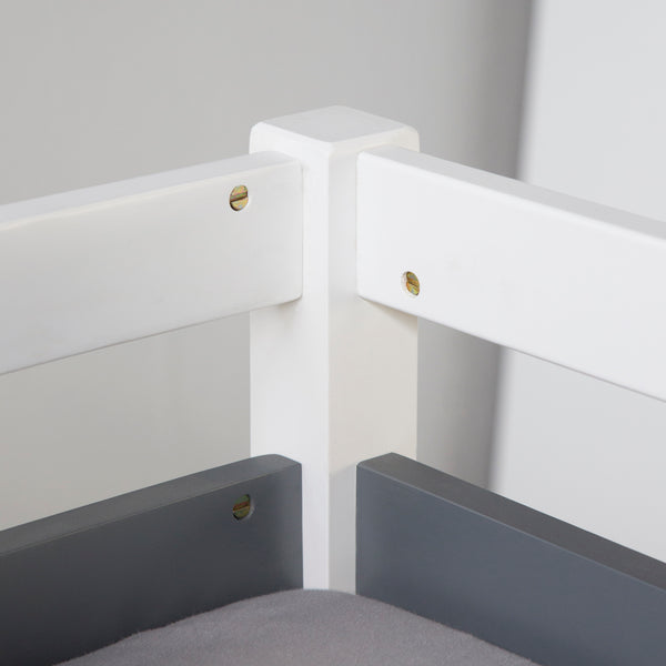 Hochbett Kinderbett 90x200cm aus Holz Weiss-Grau