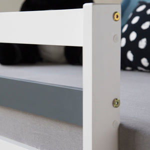 Hochbett Kinderbett 90x200cm aus Holz Weiss-Grau