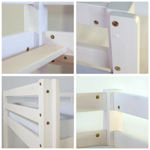 Hochbett Kinderbett 90x200cm aus Holz Weiss-Schwarz