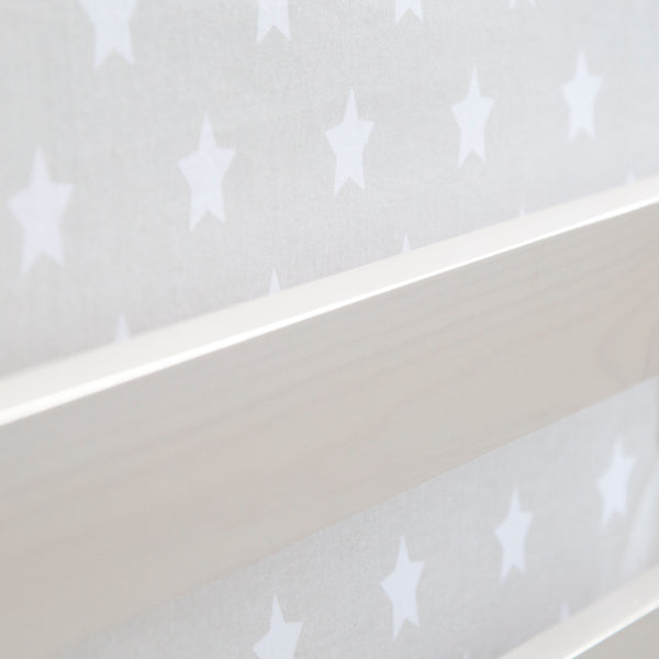 Hochbett Kinderbett 90x200cm Weiss-Grau