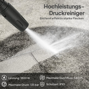 Hochdruckreiniger mit 5m Schlauch und Düse 135 bar 1800W