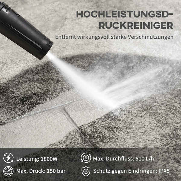 Hochdruckreiniger 1800W mit Rollen & Hochdruckschlauch Blau