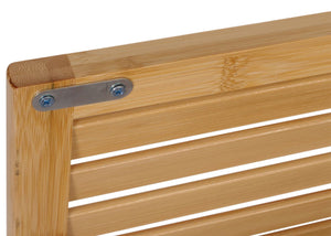 Hochschrank Badschrank Badregal 2 Türen 4 Regalböden Bambus 168x64x33cm