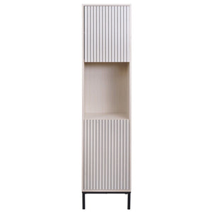 Hochschrank Badschrank Wäschekorb 174x39x30cm Holzoptik beige