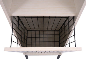 Hochschrank Badschrank Wäschekorb 174x39x30cm Holzoptik beige