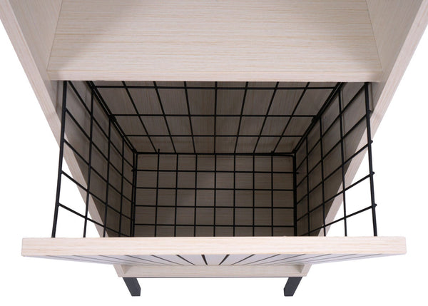Hochschrank Badschrank Wäschekorb 174x39x30cm Holzoptik beige