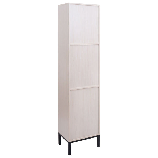 Hochschrank Badschrank Wäschekorb 174x39x30cm Holzoptik beige