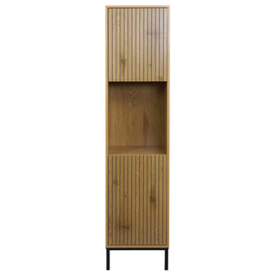 Hochschrank Badschrank Wäschekorb 174x39x30cm Holzoptik natur