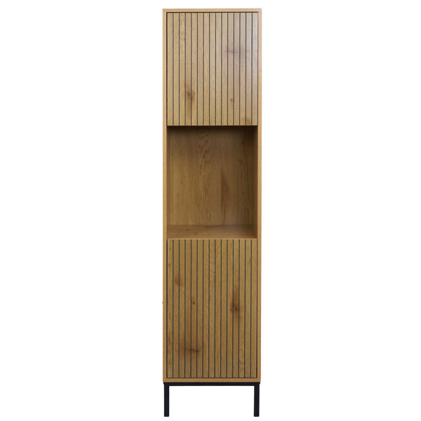 Hochschrank Badschrank Wäschekorb 174x39x30cm Holzoptik natur