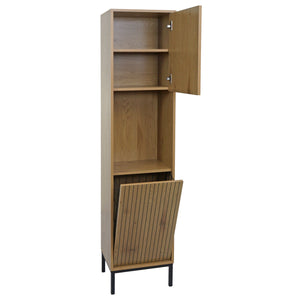 Hochschrank Badschrank Wäschekorb 174x39x30cm Holzoptik natur