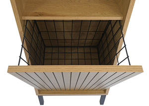 Hochschrank Badschrank Wäschekorb 174x39x30cm Holzoptik natur