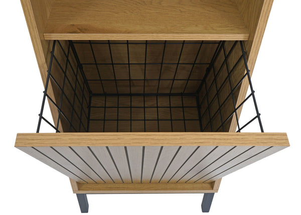 Hochschrank Badschrank Wäschekorb 174x39x30cm Holzoptik natur