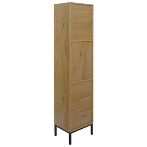 Hochschrank Badschrank Wäschekorb 174x39x30cm Holzoptik natur