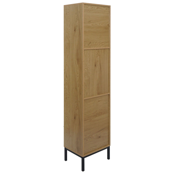 Hochschrank Badschrank Wäschekorb 174x39x30cm Holzoptik natur