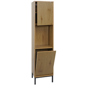 Hochschrank Badschrank Wäschekorb 174x39x30cm Holzoptik natur
