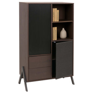 Hochschrank Highboard Türen Staufächer Schubladen 138x79x40cm Walnuss-Optik