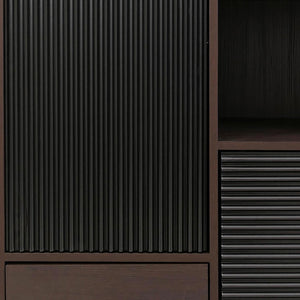 Hochschrank Highboard Türen Staufächer Schubladen 138x79x40cm Walnuss-Optik