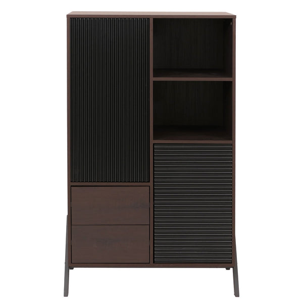 Hochschrank Highboard Türen Staufächer Schubladen 138x79x40cm Walnuss-Optik