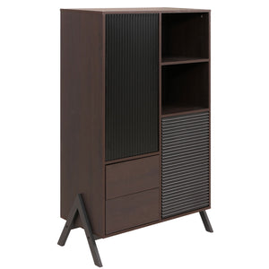 Hochschrank Highboard Türen Staufächer Schubladen 138x79x40cm Walnuss-Optik