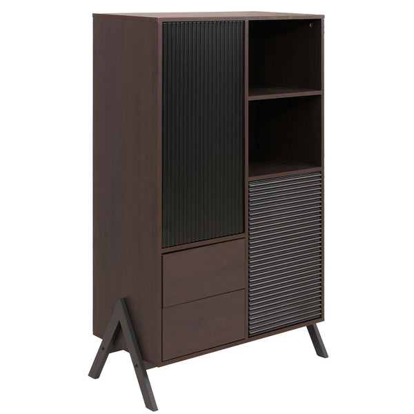 Hochschrank Highboard Türen Staufächer Schubladen 138x79x40cm Walnuss-Optik