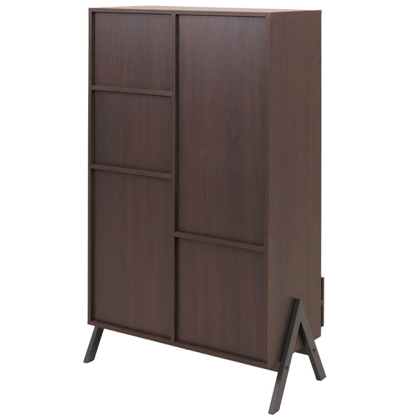 Hochschrank Highboard Türen Staufächer Schubladen 138x79x40cm Walnuss-Optik