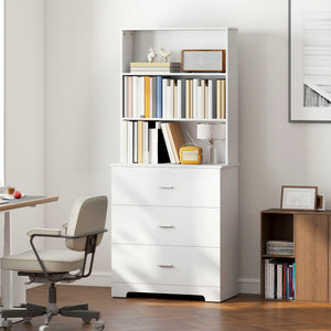 Hochschrank mit Schubladen und Regalen für Wohnzimmer Küche weiss