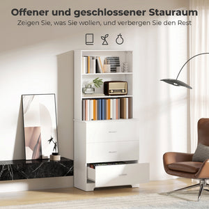 Hochschrank mit Schubladen und Regalen für Wohnzimmer Küche weiss
