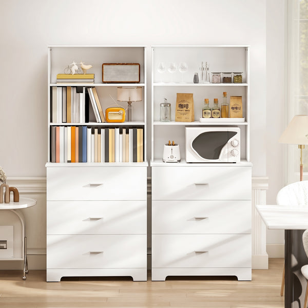 Hochschrank mit Schubladen und Regalen für Wohnzimmer Küche weiss
