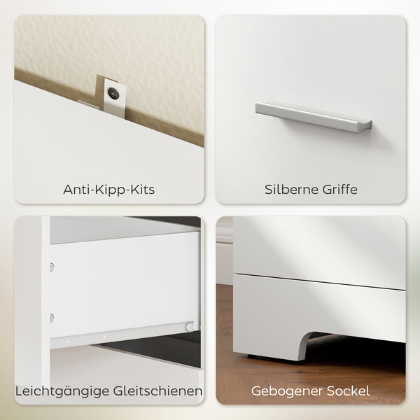 Hochschrank mit Schubladen und Regalen für Wohnzimmer Küche weiss