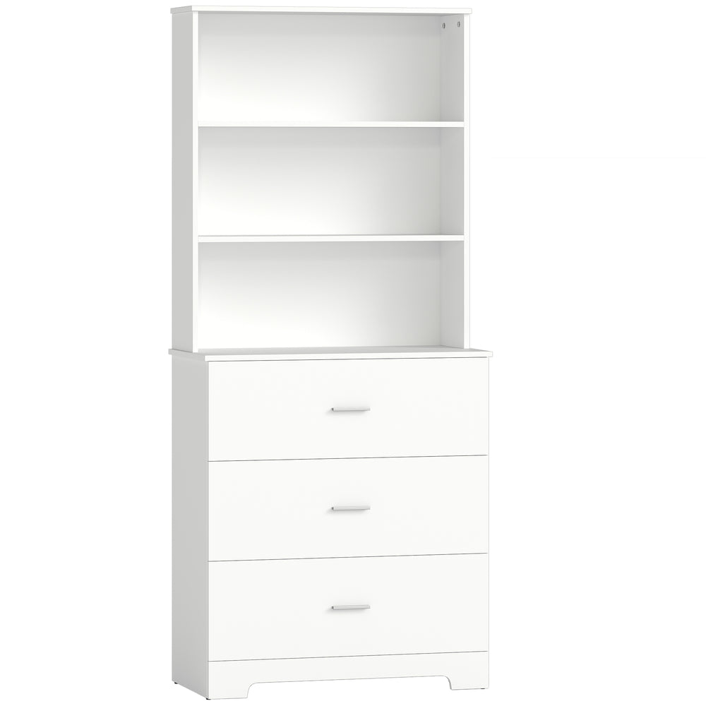 Hochschrank mit Schubladen und Regalen für Wohnzimmer Küche weiss