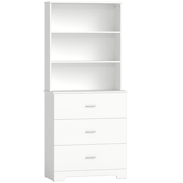 Hochschrank mit Schubladen und Regalen für Wohnzimmer Küche weiss
