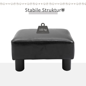 Hocker Chesterfield 40x30x24cm Kunstleder Schwarz