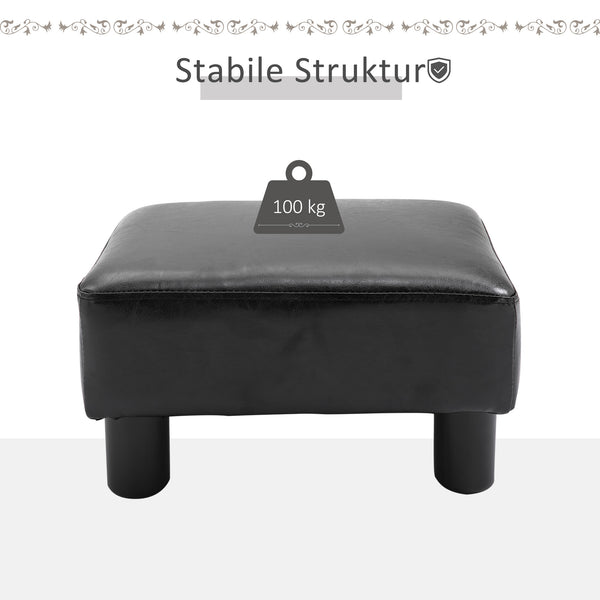 Hocker Chesterfield 40x30x24cm Kunstleder Schwarz